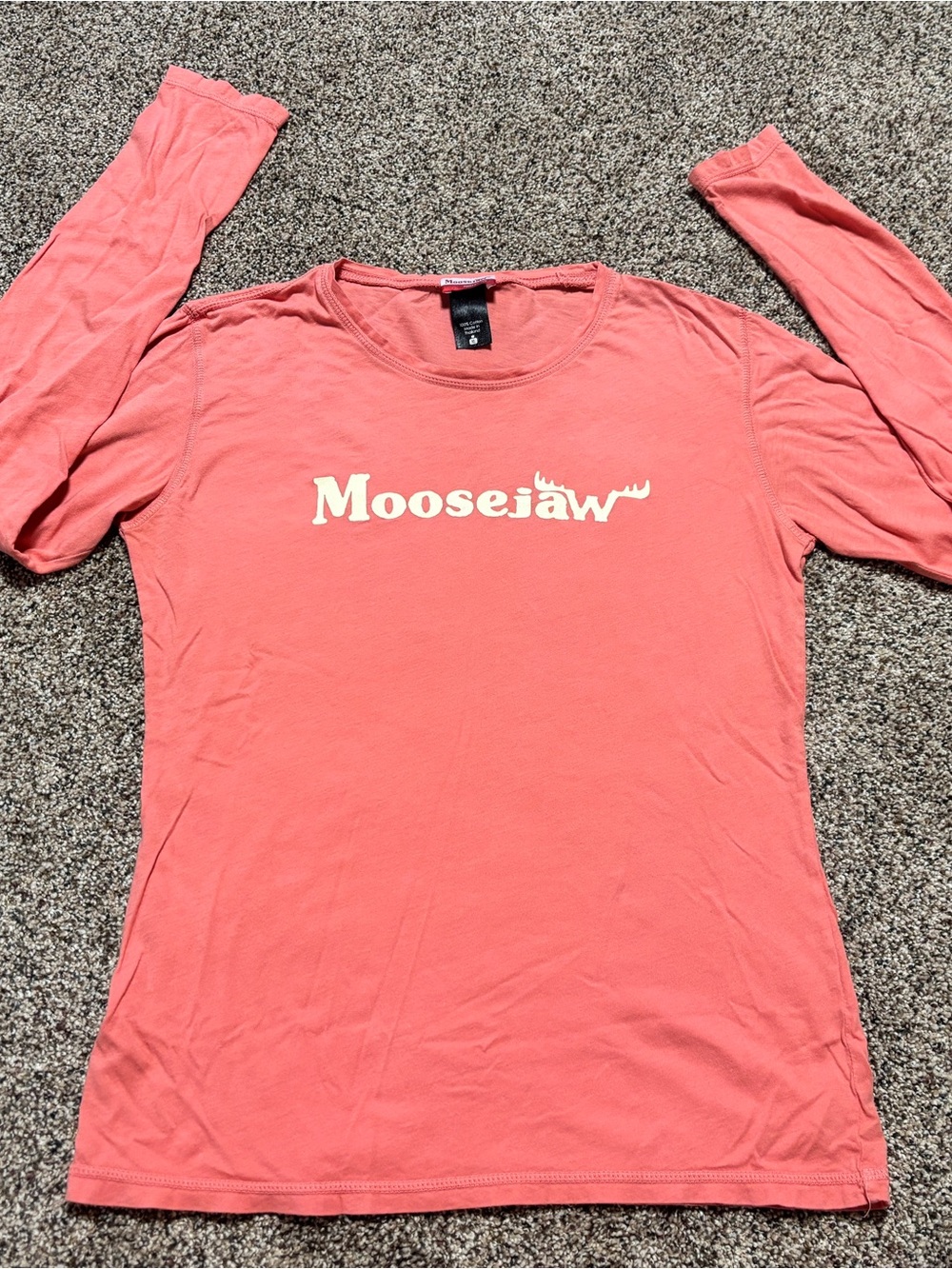 Moosejaw Long Sleeve Shirt Peachy Graphic Tee Logo Crew Neck Women's Size XL